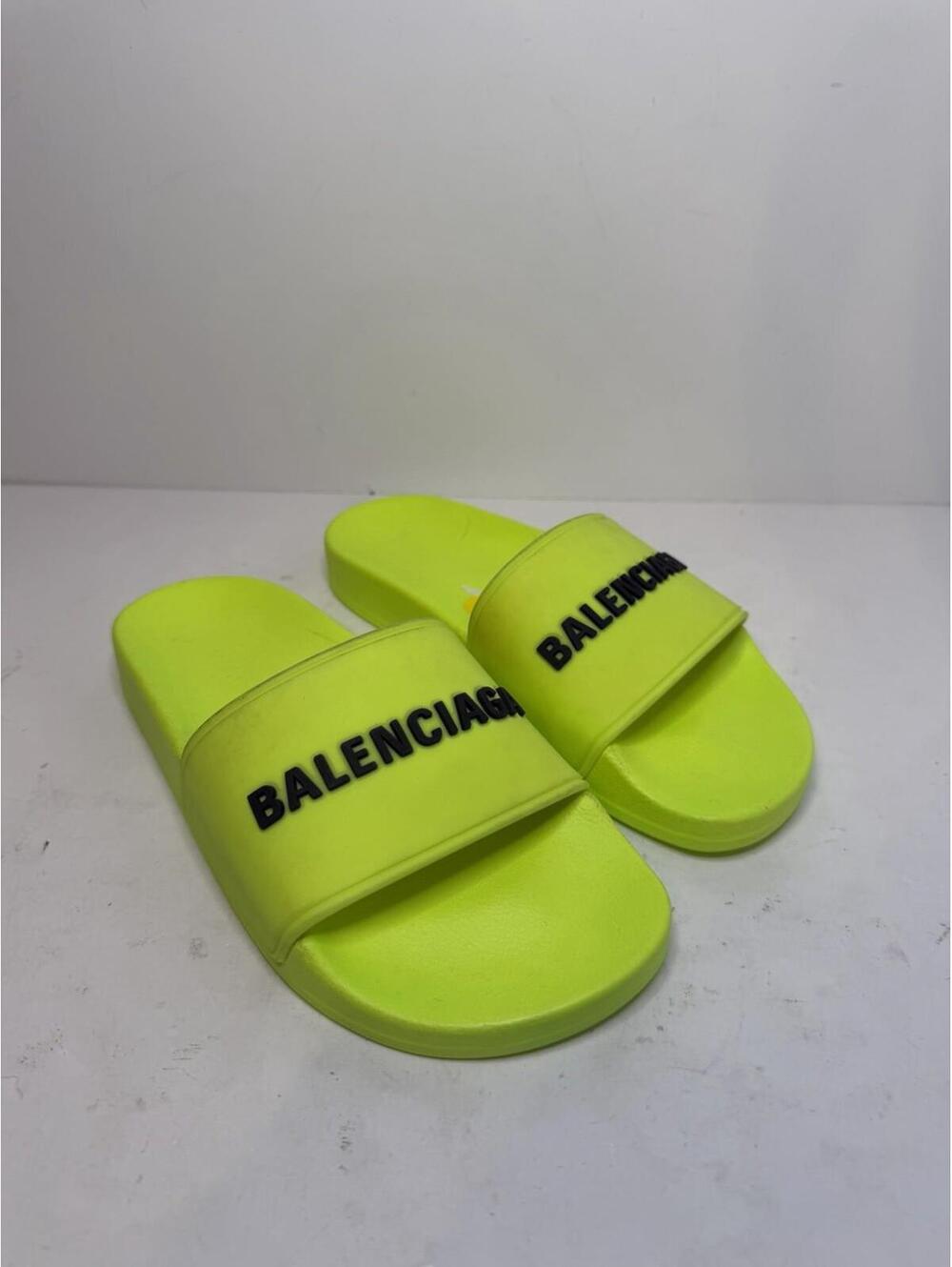 Balenciaga Neon Yellow Pool Slides Women’s EU 35 US 5 Rubber Sandals